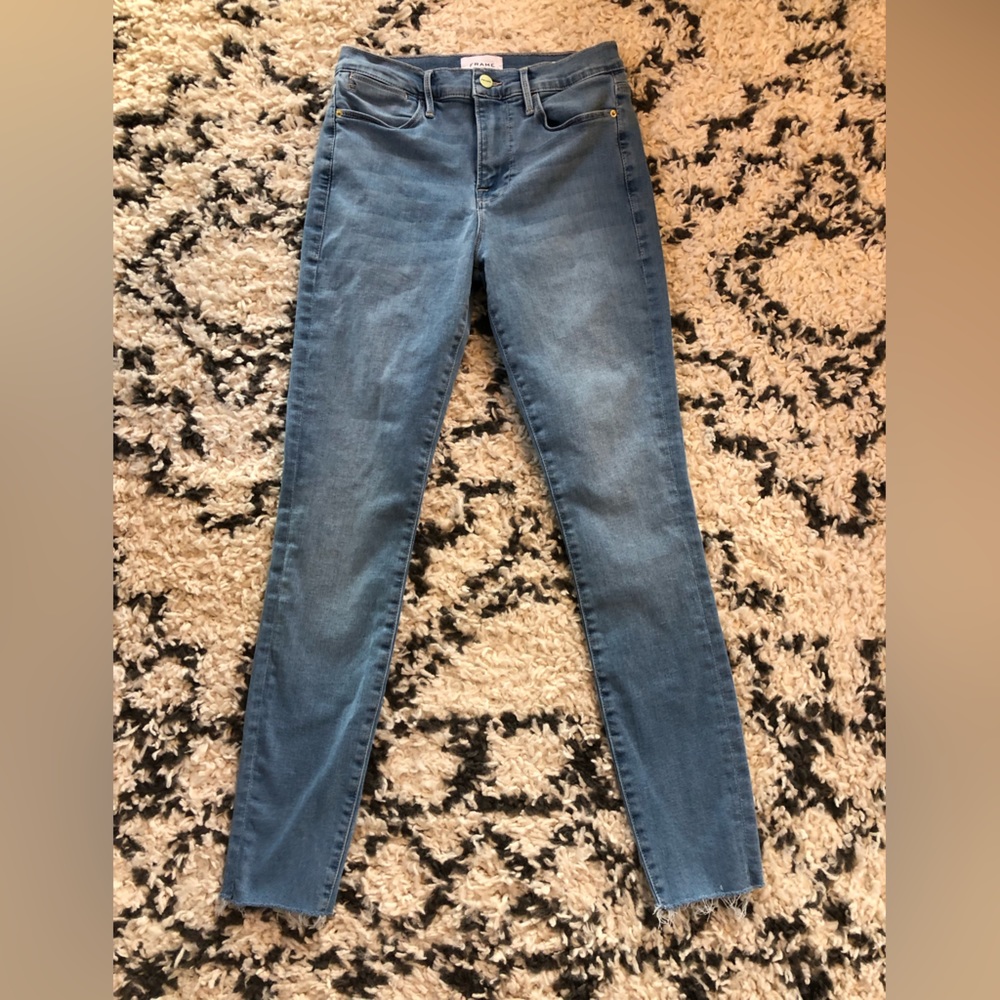 Frame denim le high skinny light blue jeans size 28